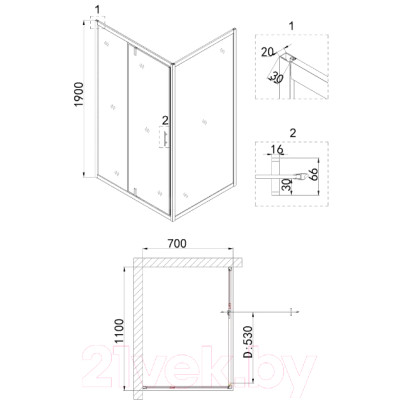 Душевой уголок Niagara 100x70 NG-63-11A-A70