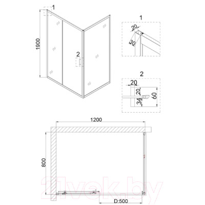 Душевой уголок Niagara 120x80 NG-62-12A-A80