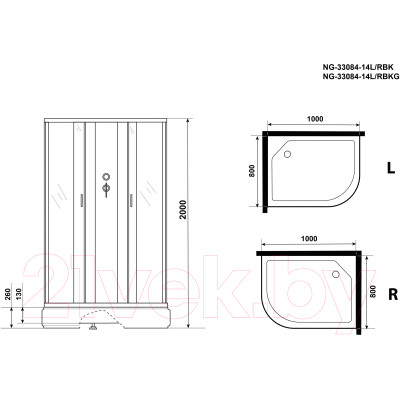 Душевая кабина Niagara NG-33084-14LBK 100x80