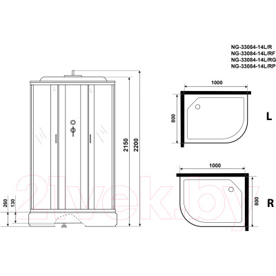 Душевая кабина Niagara NG-33084-14RF 100x80