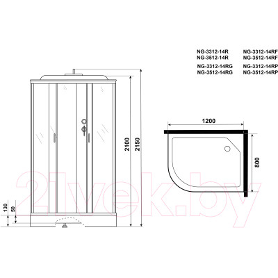 Душевая кабина Niagara NG-3512-14RF 120x80