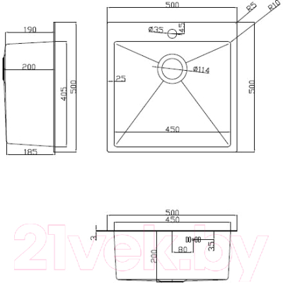 Мойка кухонная Arfeka Eco AR 50x50