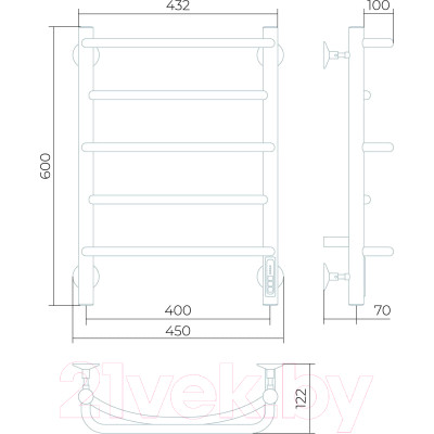 Полотенцесушитель электрический LARUSSO Евромикс КС П5 400x600 9003 / 4670078536457