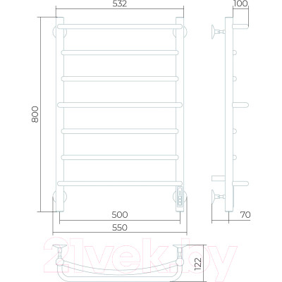 Полотенцесушитель электрический LARUSSO Евромикс КС П7 500x800 9005 / 4670078536488