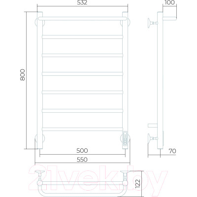 Полотенцесушитель электрический LARUSSO Прайм КС П7 500x800 9003 / 4670078536563