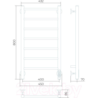 Полотенцесушитель электрический LARUSSO Джаз КС П7 400x800 9003 / 4670078536433