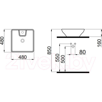 Умывальник Idevit Kare 48 K0101-2485-001-1-0000