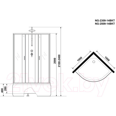 Душевая кабина Niagara NG-2509-14BKT 100x100x200