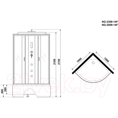 Душевая кабина Niagara NG-2509-14F 100x100x215