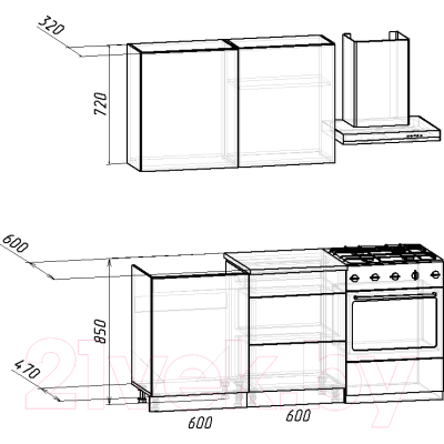 Кухонный гарнитур Интермебель Микс Топ-1 1.2м