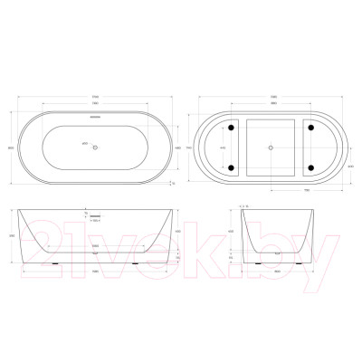 Ванна акриловая BelBagno BB411-1700-800