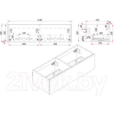 Тумба под умывальник ЗОВ Кито 120 / K120LA0MWM