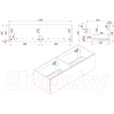 Тумба под умывальник ЗОВ Кито 120 / K120LW0MWM