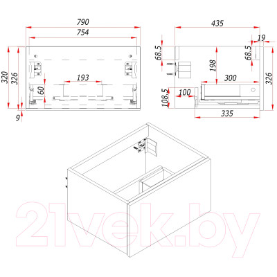 Тумба с умывальником ЗОВ Кито-2 80 / 2K80LW0MWM-OL80