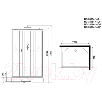 Душевая кабина Niagara NG-33084-14QG 100x80x215