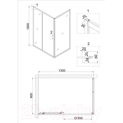 Душевой уголок Niagara NG-82-13AB-A80B 130x80x190