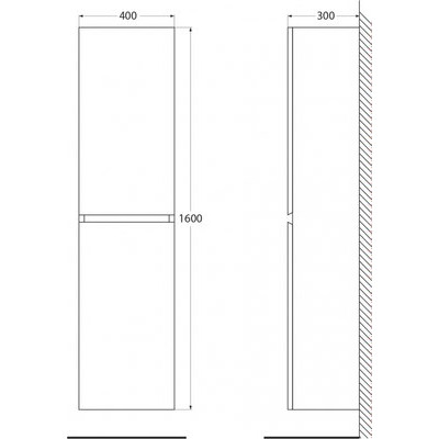 Шкаф-пенал для ванной Cezares MOLVENO-1600-2A-SC-ANTR