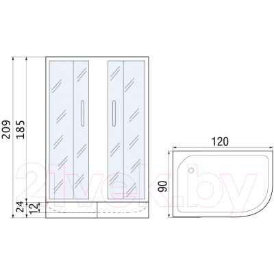 Душевой уголок RIVER Don XL 120/90/24 MT R