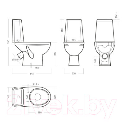 Унитаз напольный Sanita Марс WC.CC/Mars/2-DM.Rim/WHT.G/S1