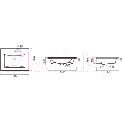 Умывальник Sanita Luxe Quadro 60 / QDR60SLWB01