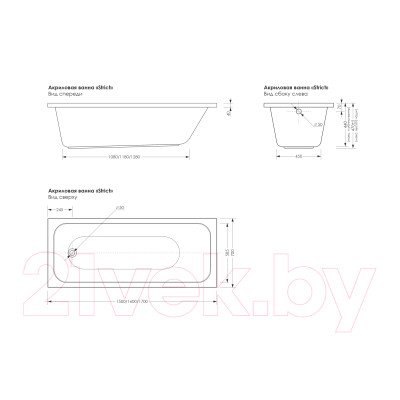 Ванна акриловая МетаКам Strict 150x70