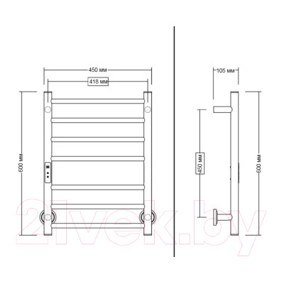 Полотенцесушитель электрический Maxonor Pure Life PL-TRE01-45-7-7