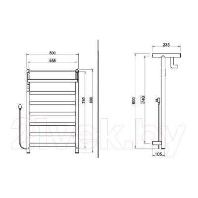 Полотенцесушитель электрический Maxonor Pure Life PL-TRE05-50-6-3 с полкой