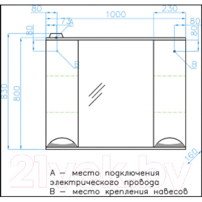 Шкаф с зеркалом для ванной Style Line Жасмин 100см