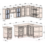 Кухонный гарнитур Интерлиния Мила Шато 1.5x2.4 правая