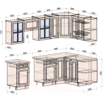 Кухонный гарнитур Интерлиния Мила Шато 1.5x2.5 правая