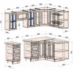 Кухонный гарнитур Интерлиния Мила Шато 1.5x2.3 правая