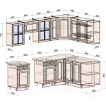 Кухонный гарнитур Интерлиния Мила Шато 1.7x2.5 правая