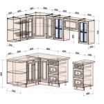 Кухонный гарнитур Интерлиния Мила Шато 1.5x2.3 левая