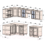 Кухонный гарнитур Интерлиния Мила Шато 1.5x2.9 левая
