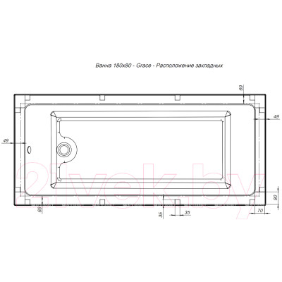 Ванна акриловая Aquanet Grace 180x80