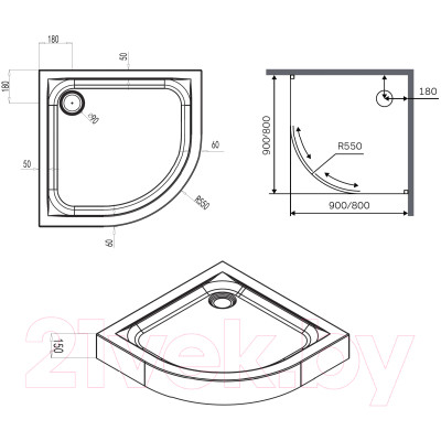 Душевой поддон AM.PM X-Joy W88T-205-090W64