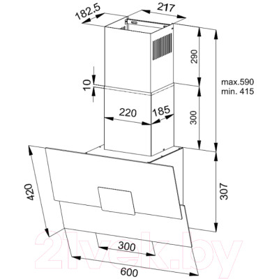 Вытяжка наклонная Korting KHC 66373 BXGN