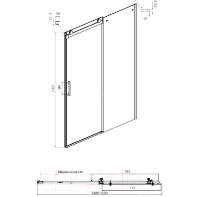 Душевая дверь Ambassador Benefit 150x200 / 19021104HX