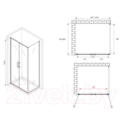 Душевой уголок Abber Sonnenstrand AG04100C-S85