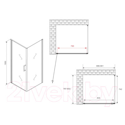 Душевой уголок Abber Sonnenstrand AG04090B-S80B