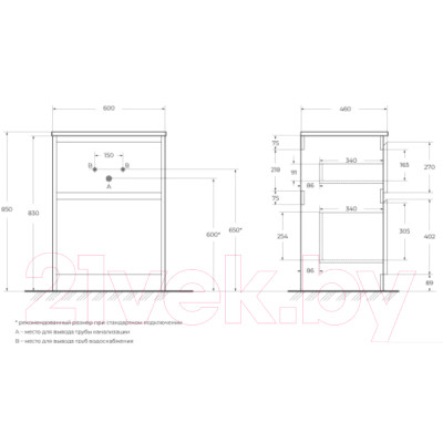 Тумба под умывальник BelBagno KRAFT-600-2C-PIA-RT