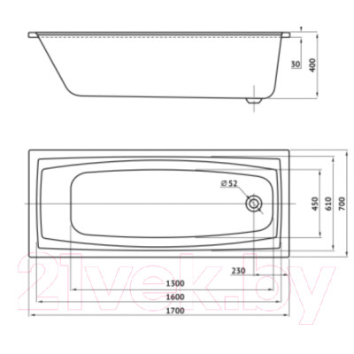 Ванна акриловая Berges Feya 170x70 / 050015