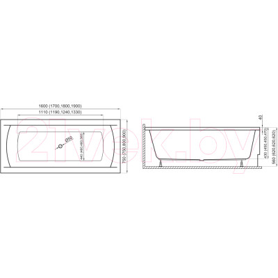 Ванна акриловая Polimat Ines 170x75 / 00710