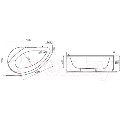 Ванна акриловая Polimat Marea 150x110 / 00295