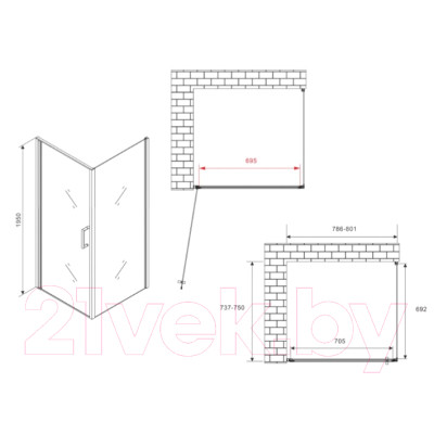 Душевой уголок Abber Sonnenstrand AG04080B-S75B