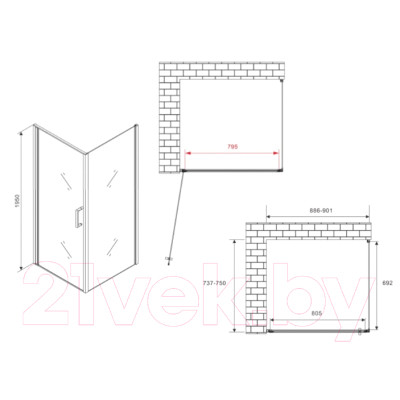 Душевой уголок Abber Sonnenstrand AG04090B-S75B