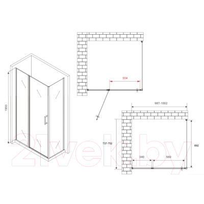 Душевой уголок Abber Sonnenstrand AG04100BS-S75B