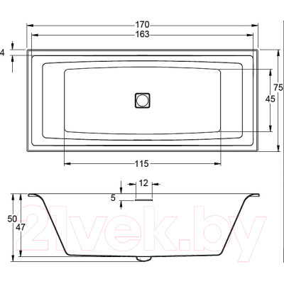 Ванна акриловая Riho Still Square Led 170 / BR0200500K00132