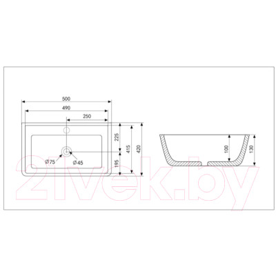 Умывальник Abber Rechteck AC2203MB