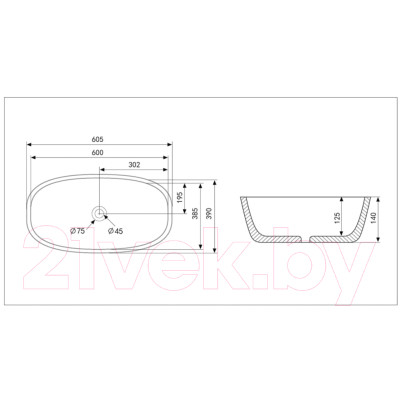 Умывальник Abber Rechteck AC2206MB